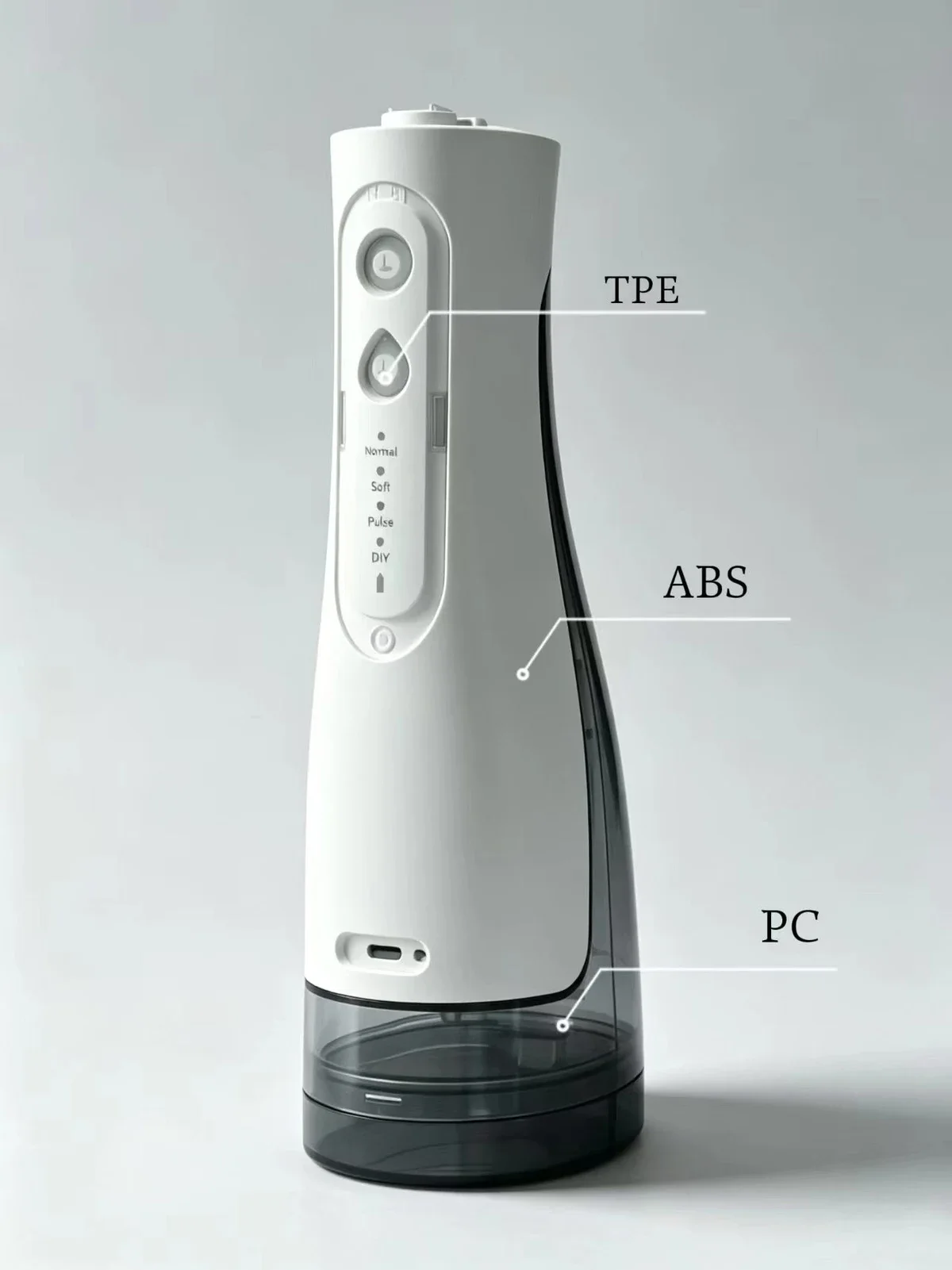 TPE, ABS and PC multi-material water flosser housing
